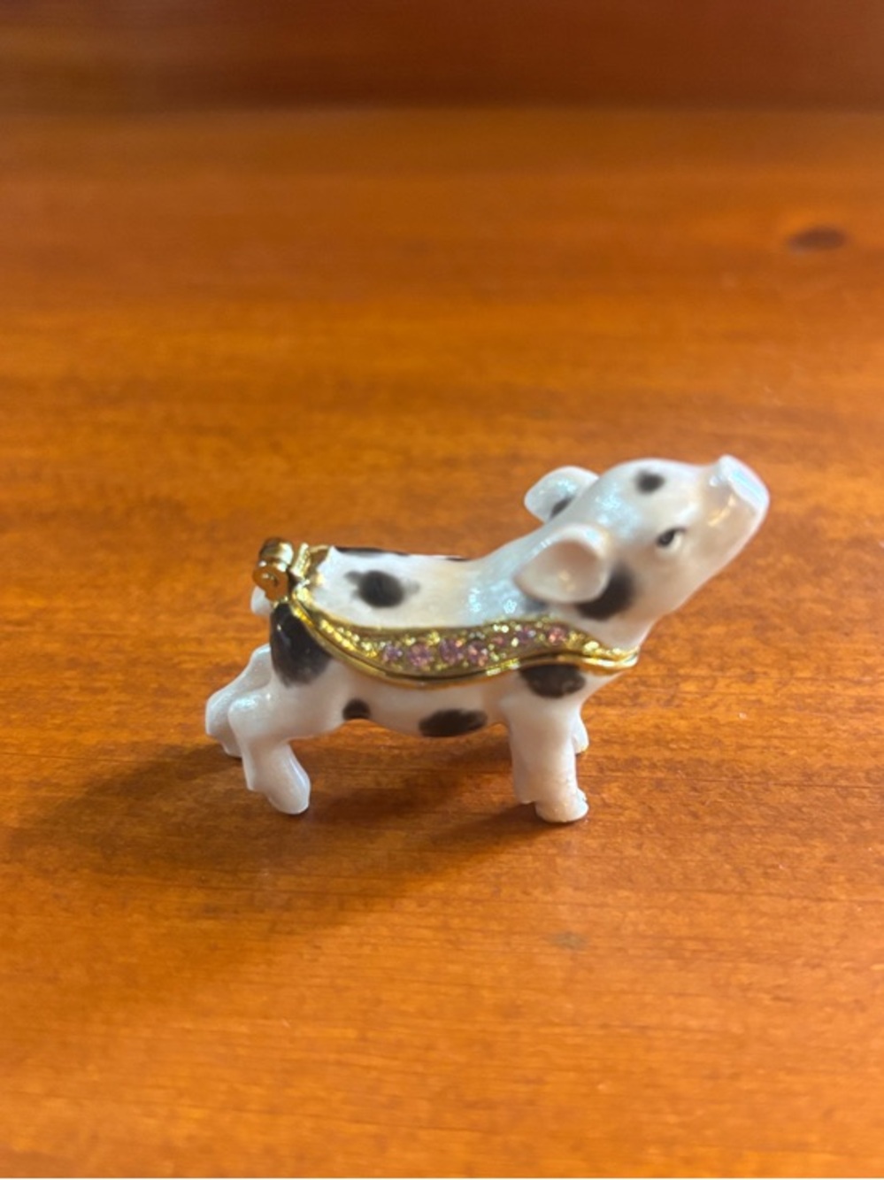 Miniature Pig Trinket Box with Crystals